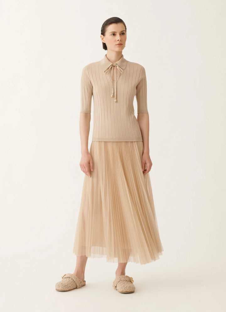 FABIANA FILIPPI ラメニットセーター アルパカ ピンクベージュ FABIANA FILIPPI ラメニットセーター アルパカ ピンクベージュ