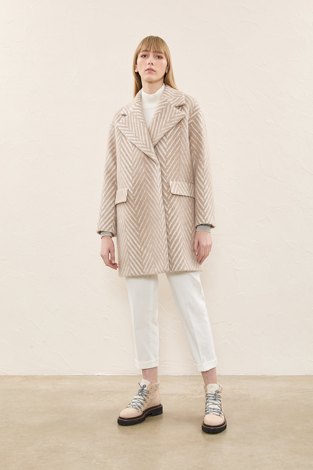 アウターその他 PESERICO Women Outer S0139701591 661 NAVY Coat - Navy Blue/Light Blue – La Chic